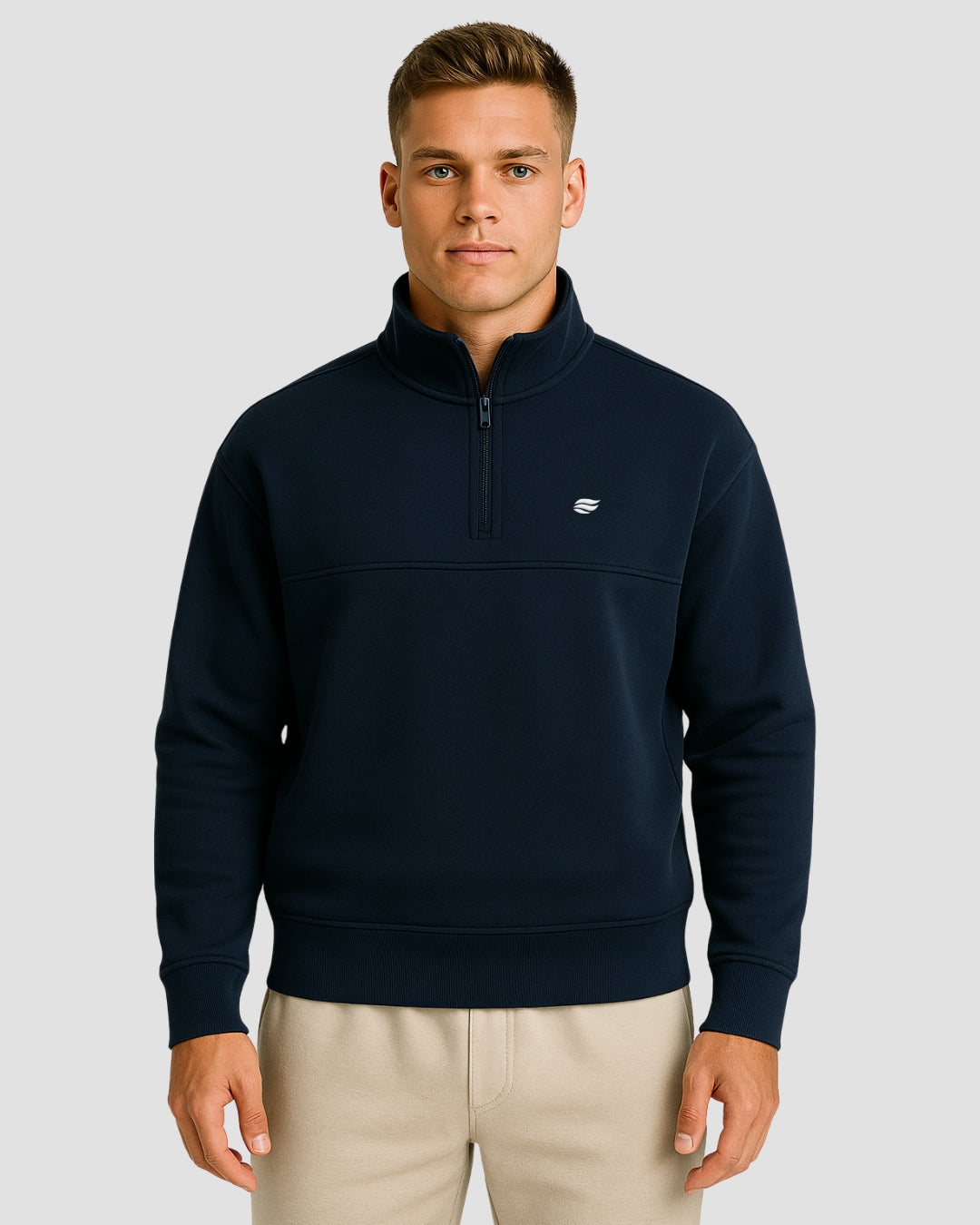 Natural Comfort Quarter Zip Sweater - Navyblau