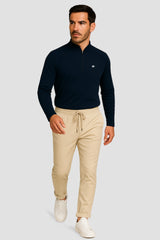 Light Natural Performance Quarter Zip - Navyblau