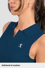 Sleeveless TENCEL™ Polo - Navyblau