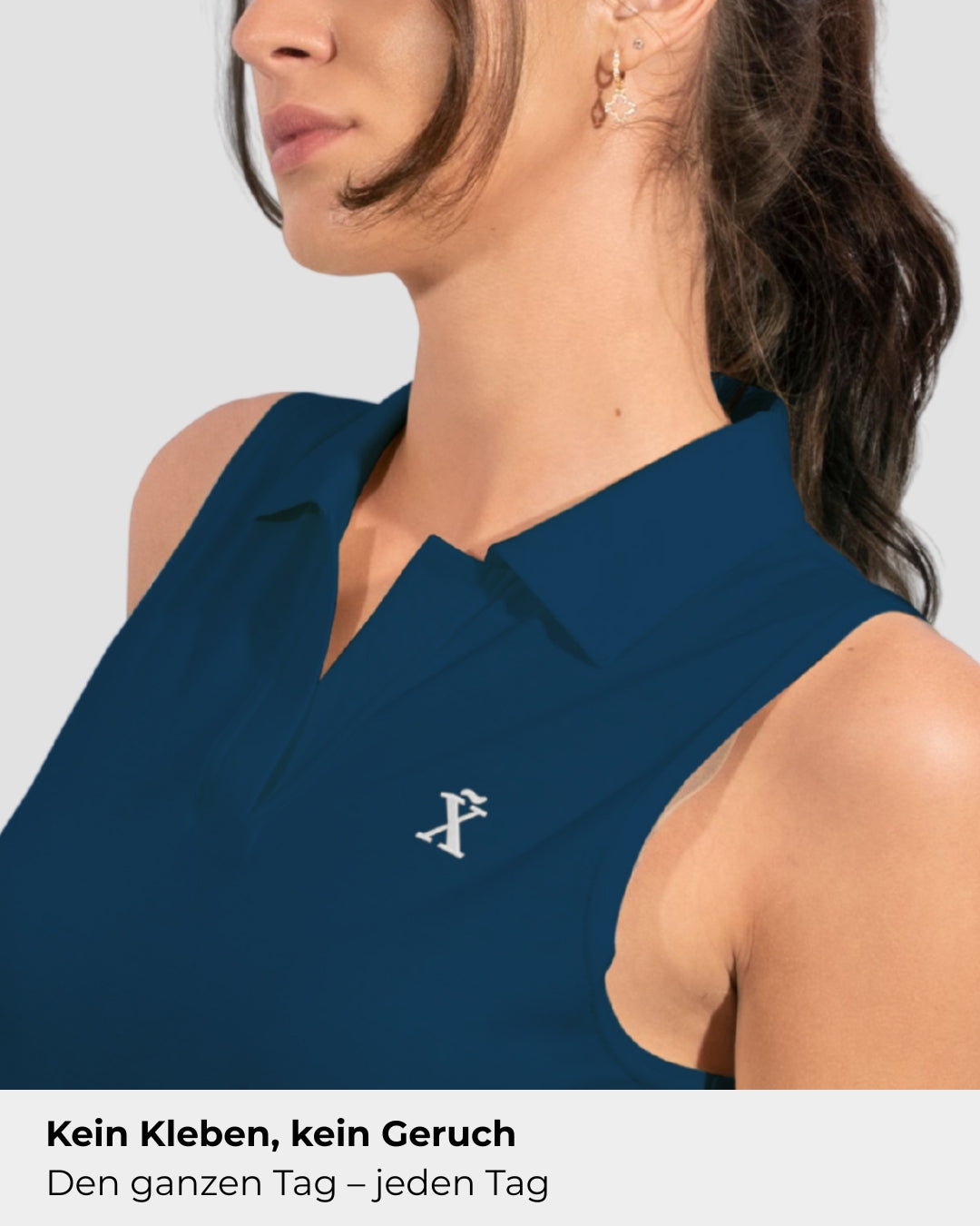 Sleeveless TENCEL™ Polo - Navy blue