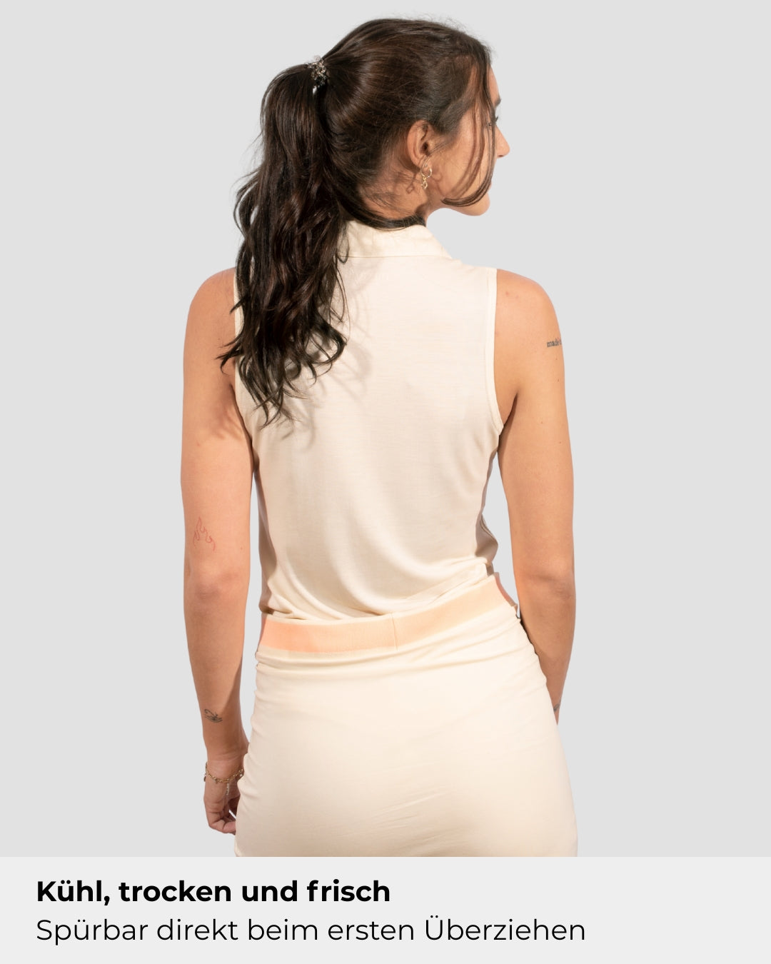 Sleeveless TENCEL™ Polo - Sand Beige