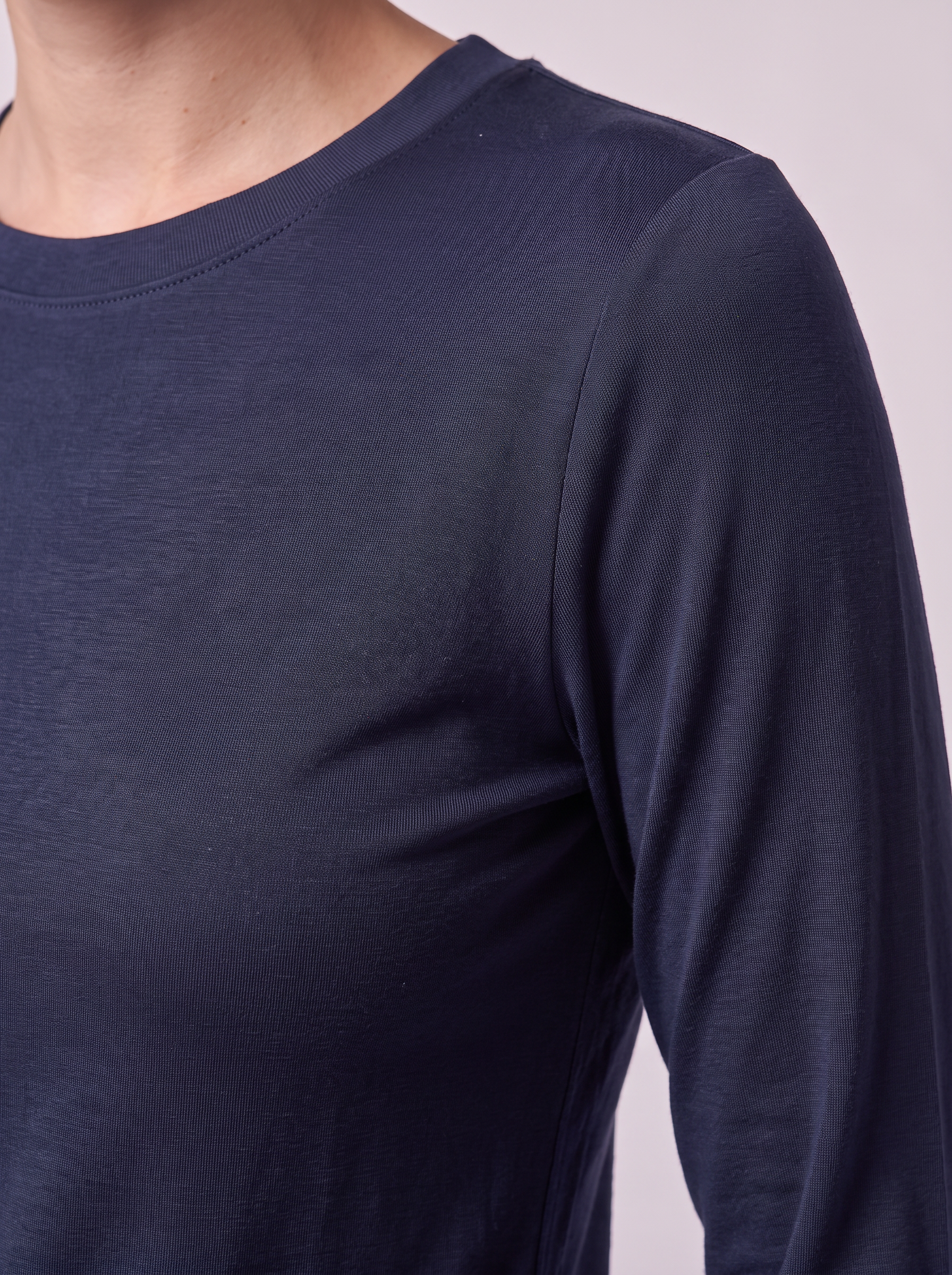 Slim Fit Longsleeve aus Lyocell – Navy