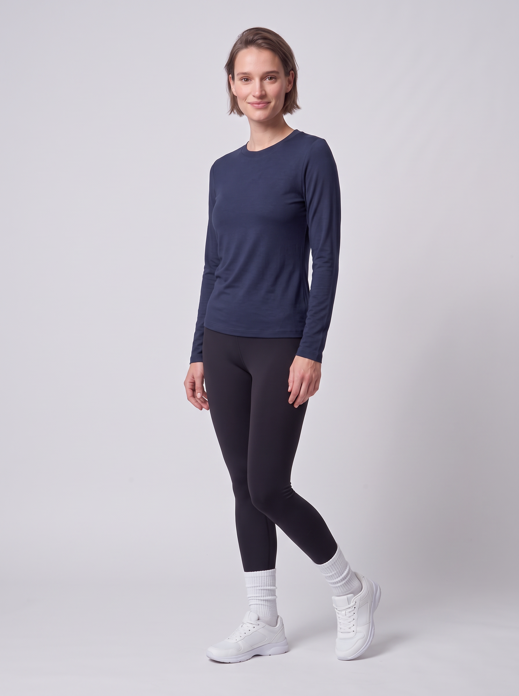 Slim Fit Longsleeve aus Lyocell – Navy