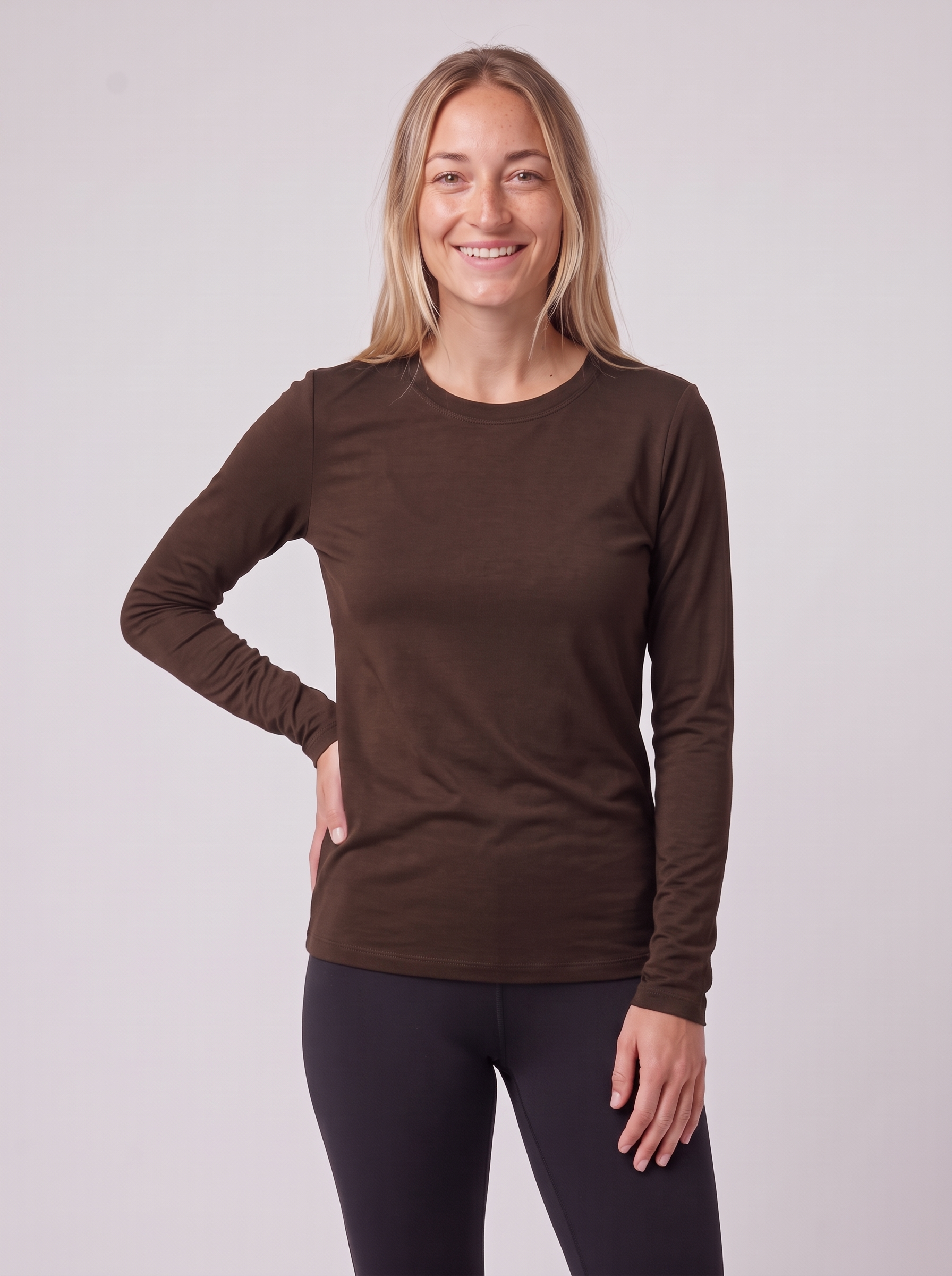 Slim Fit Longsleeve aus Lyocell – Chocolate