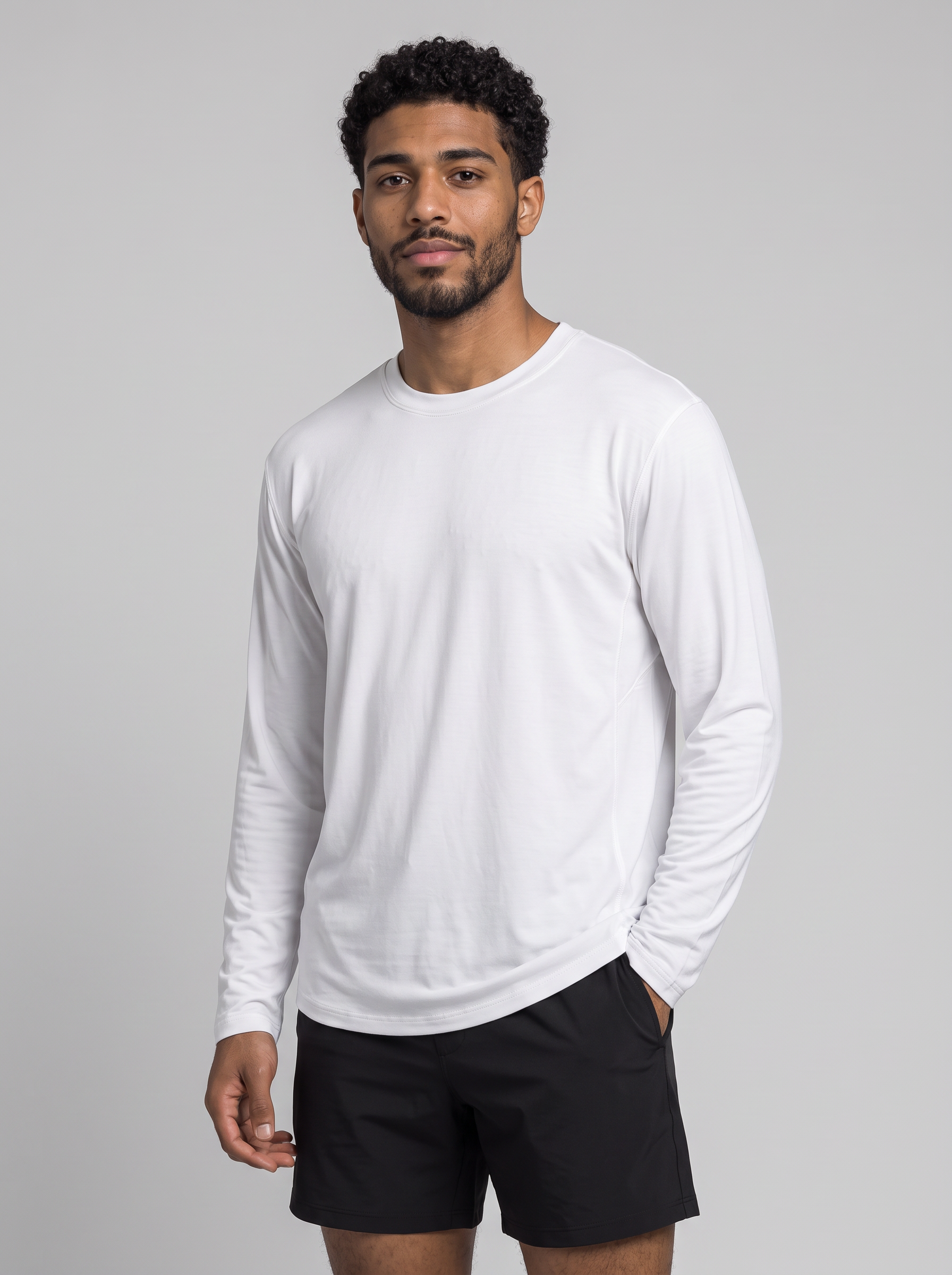 Athletic Fit Longsleeve aus Lyocell – Weiß