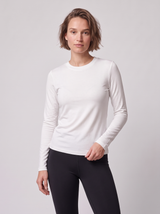 Slim Fit Longsleeve aus Lyocell – Weiß