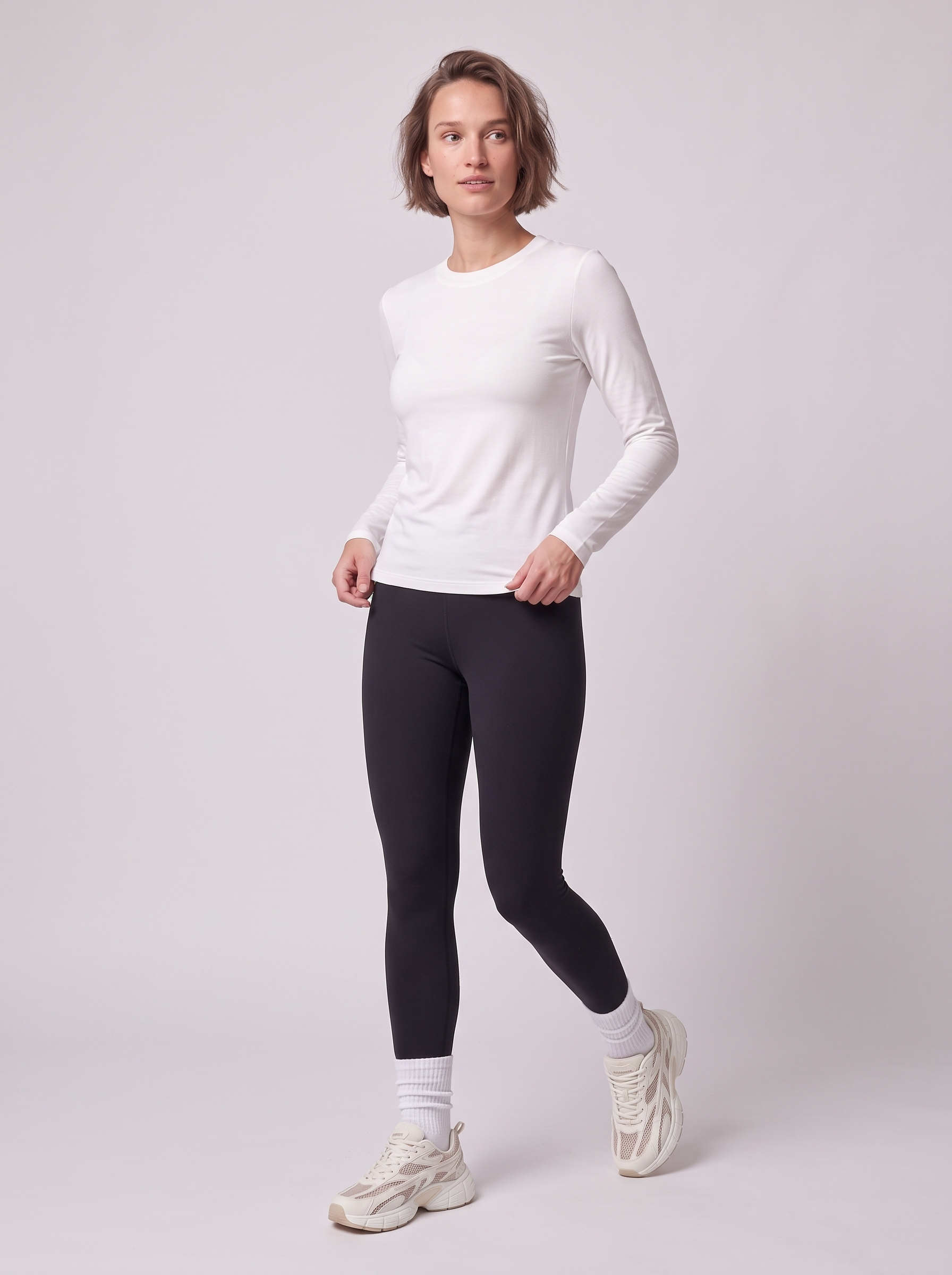 Slim Fit Longsleeve aus Lyocell – Weiß