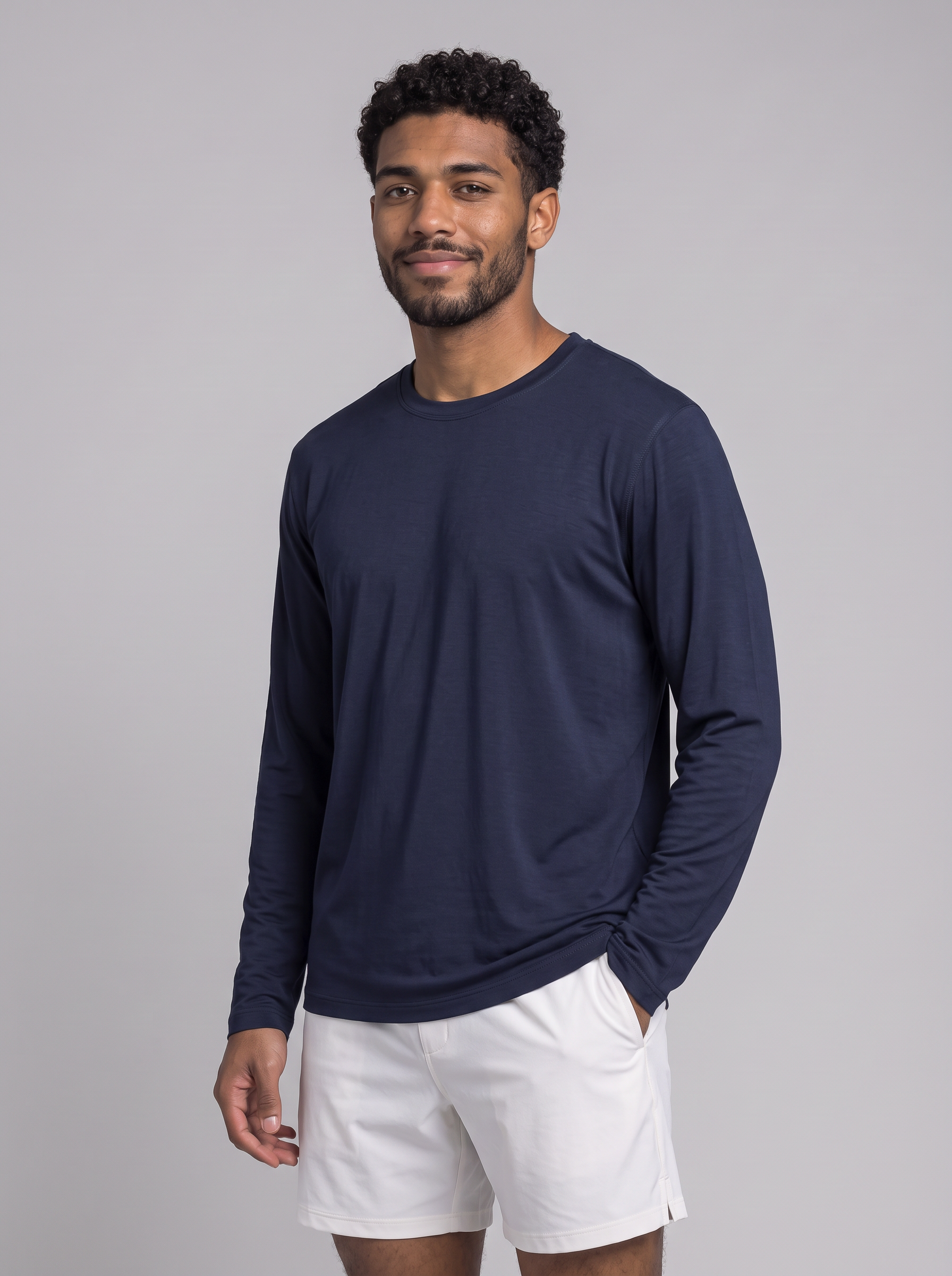 Athletic Fit Longsleeve aus Lyocell – Navy