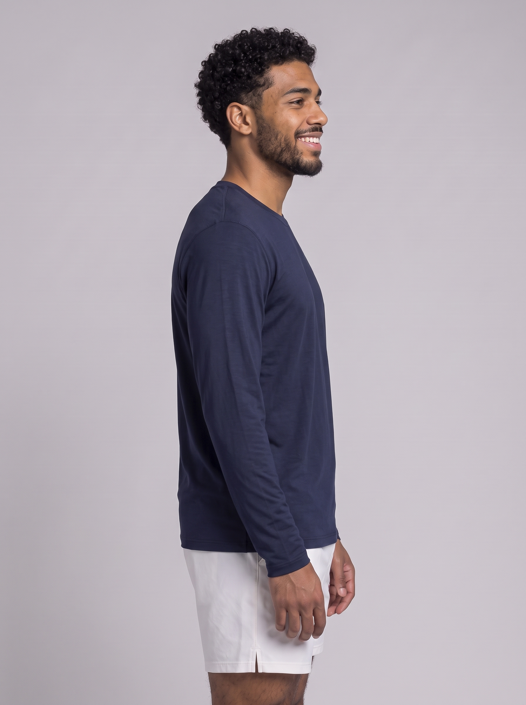 Athletic Fit Longsleeve aus Lyocell – Navy