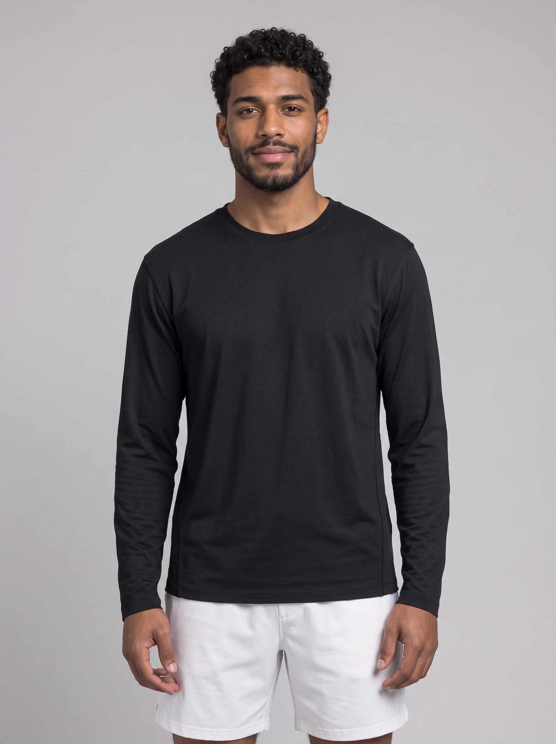 Athletic Fit Longsleeve aus Lyocell – Schwarz