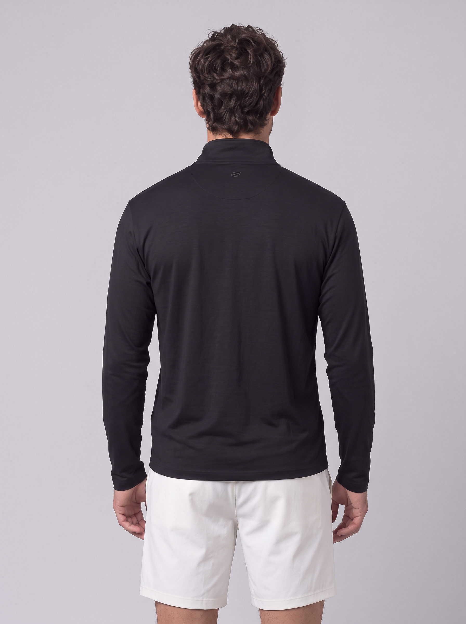 Athletic Fit Quarter Zip aus Lyocell – Schwarz