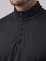 Athletic Fit Quarter Zip aus Lyocell – Schwarz