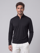 Athletic Fit Quarter Zip aus Lyocell – Schwarz