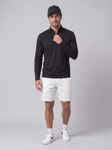 Athletic Fit Quarter Zip aus Lyocell – Schwarz