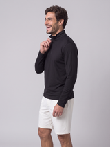 Athletic Fit Quarter Zip aus Lyocell – Schwarz