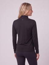 Slim Fit Quarter Zip aus Lyocell – Schwarz