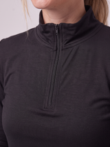 Slim Fit Quarter Zip aus Lyocell – Schwarz