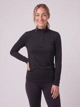 Slim Fit Quarter Zip aus Lyocell – Schwarz