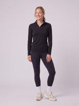 Slim Fit Quarter Zip aus Lyocell – Schwarz