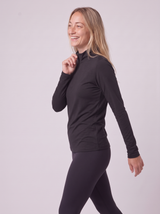 Slim Fit Quarter Zip aus Lyocell – Schwarz
