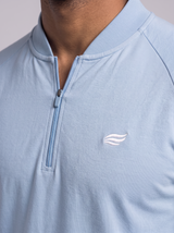 Leichter Slim Fit Quarter Zip – Eisblau