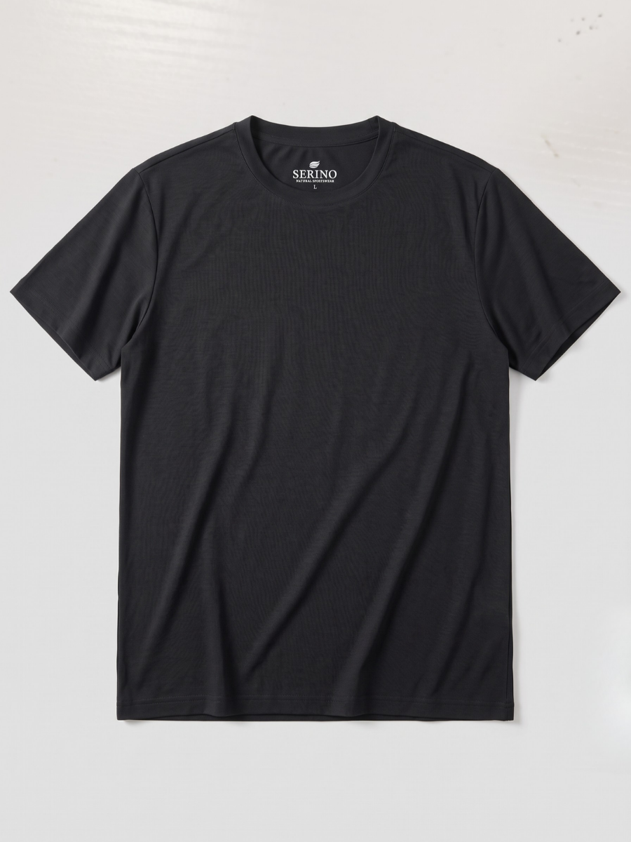 Regular Fit T-Shirt aus Lyocell – Schwarz