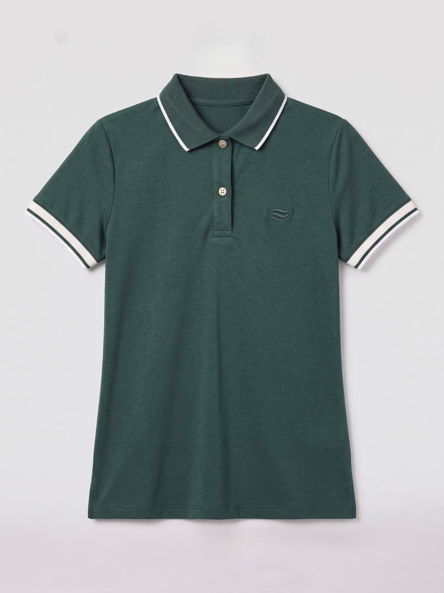 Regular Fit Poloshirt aus Lyocell – Dunkelgrün