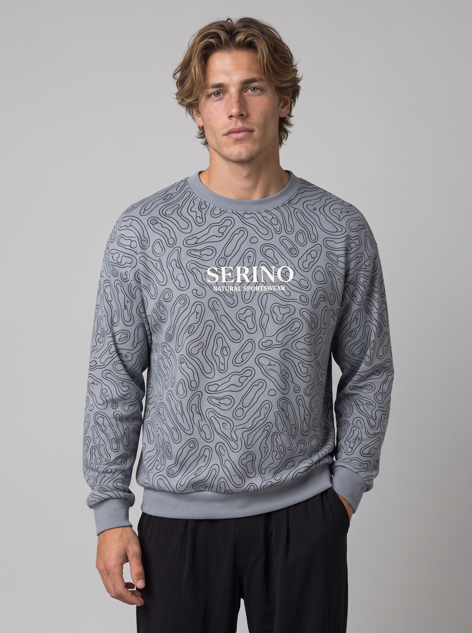 Relaxed Fit Sweatshirt mit Golfplatz-Muster – Grau