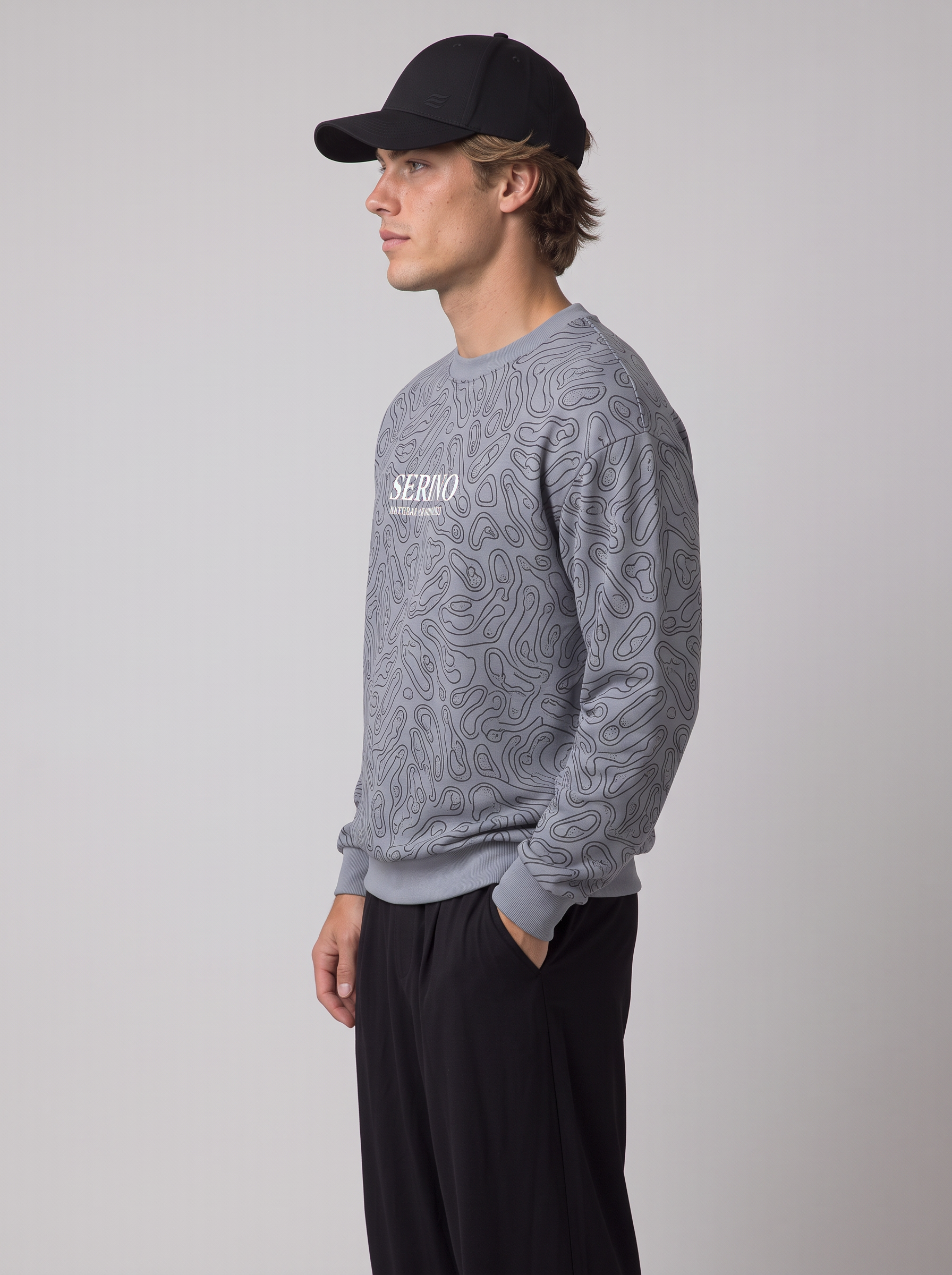 Relaxed Fit Sweatshirt mit Golfplatz-Muster – Grau