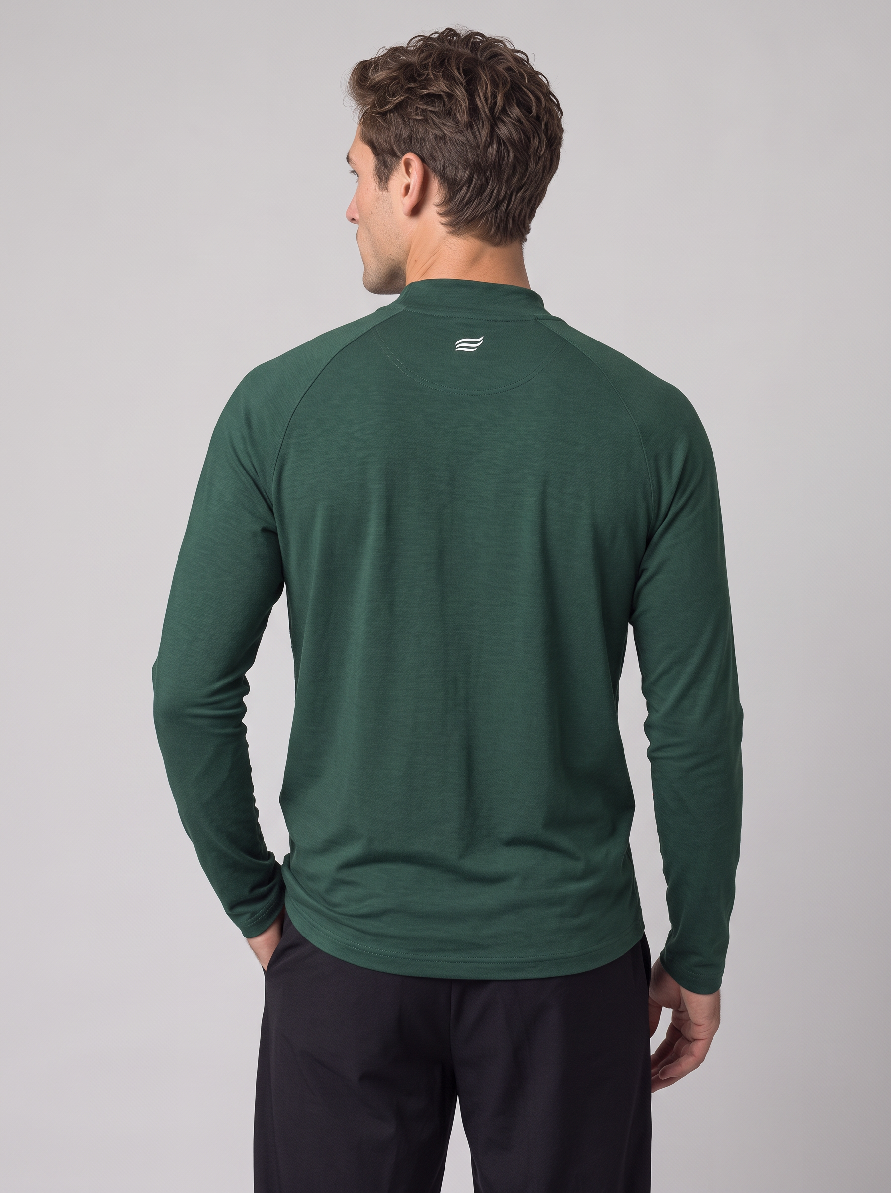 Slim Fit Long-Sleeve with Mock Neck – Dark Green