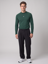Slim Fit Longsleeve mit Stehkragen – Dunkelgrün