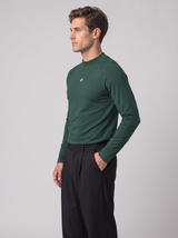 Slim Fit Longsleeve mit Stehkragen – Dunkelgrün