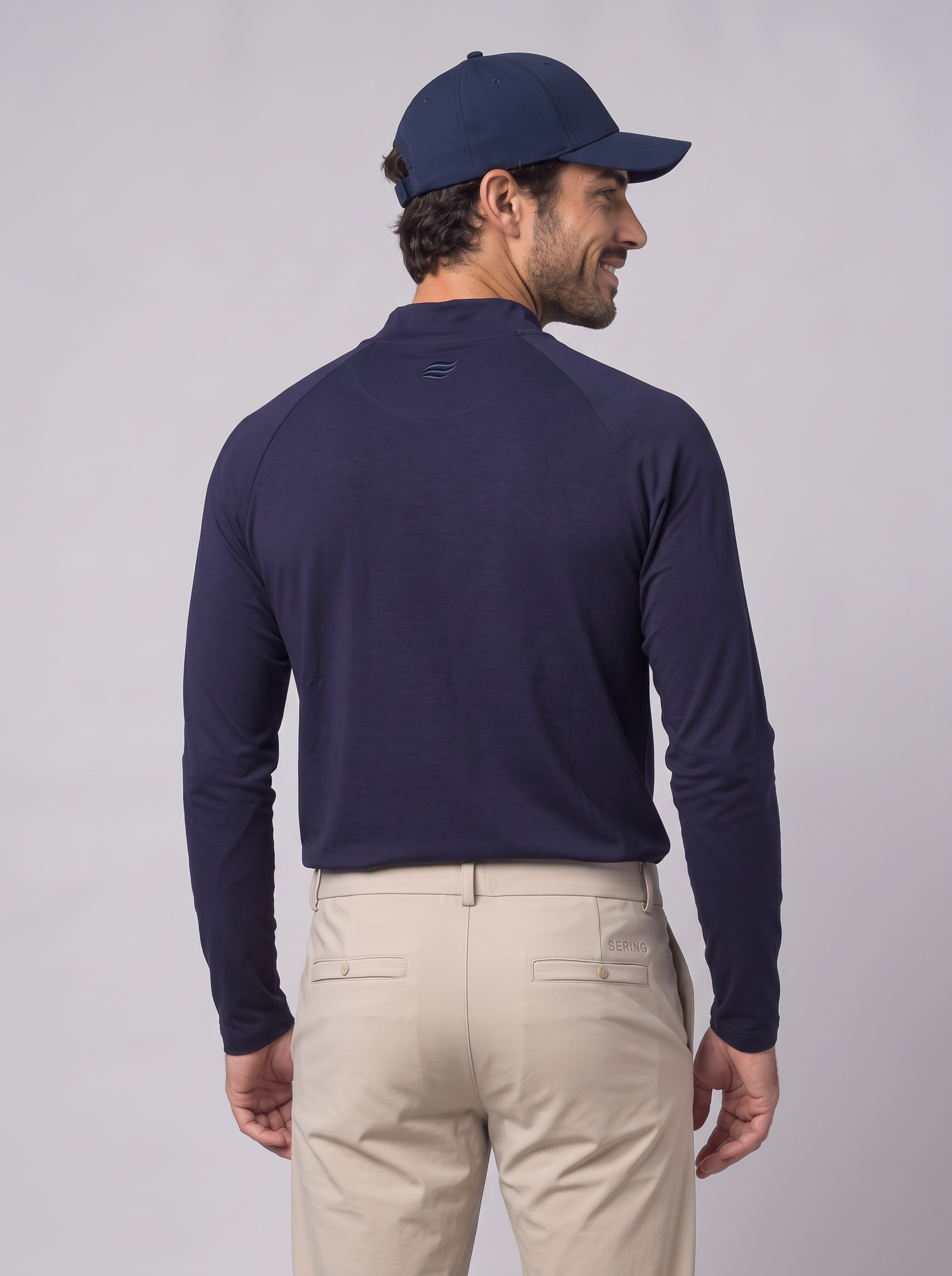 Slim Fit Long Sleeve with Mock Neck – Navy