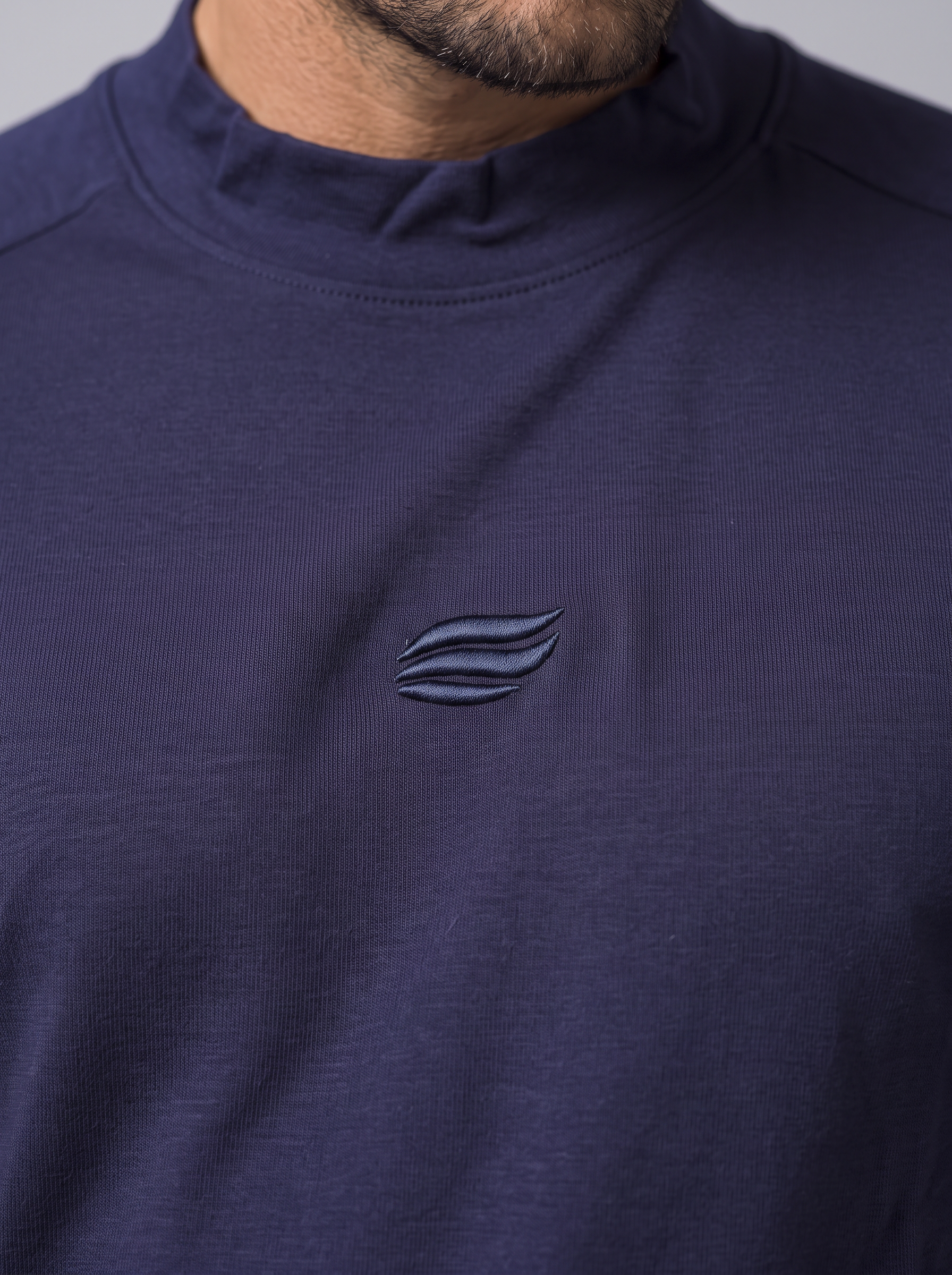 Slim Fit Long Sleeve with Mock Neck – Navy