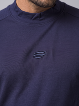 Slim Fit Longsleeve mit Stehkragen – Navy