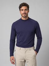 Slim Fit Longsleeve mit Stehkragen – Navy