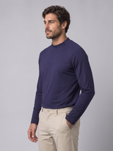 Slim Fit Longsleeve mit Stehkragen – Navy