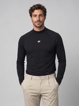 Slim Fit Longsleeve mit Stehkragen – Schwarz