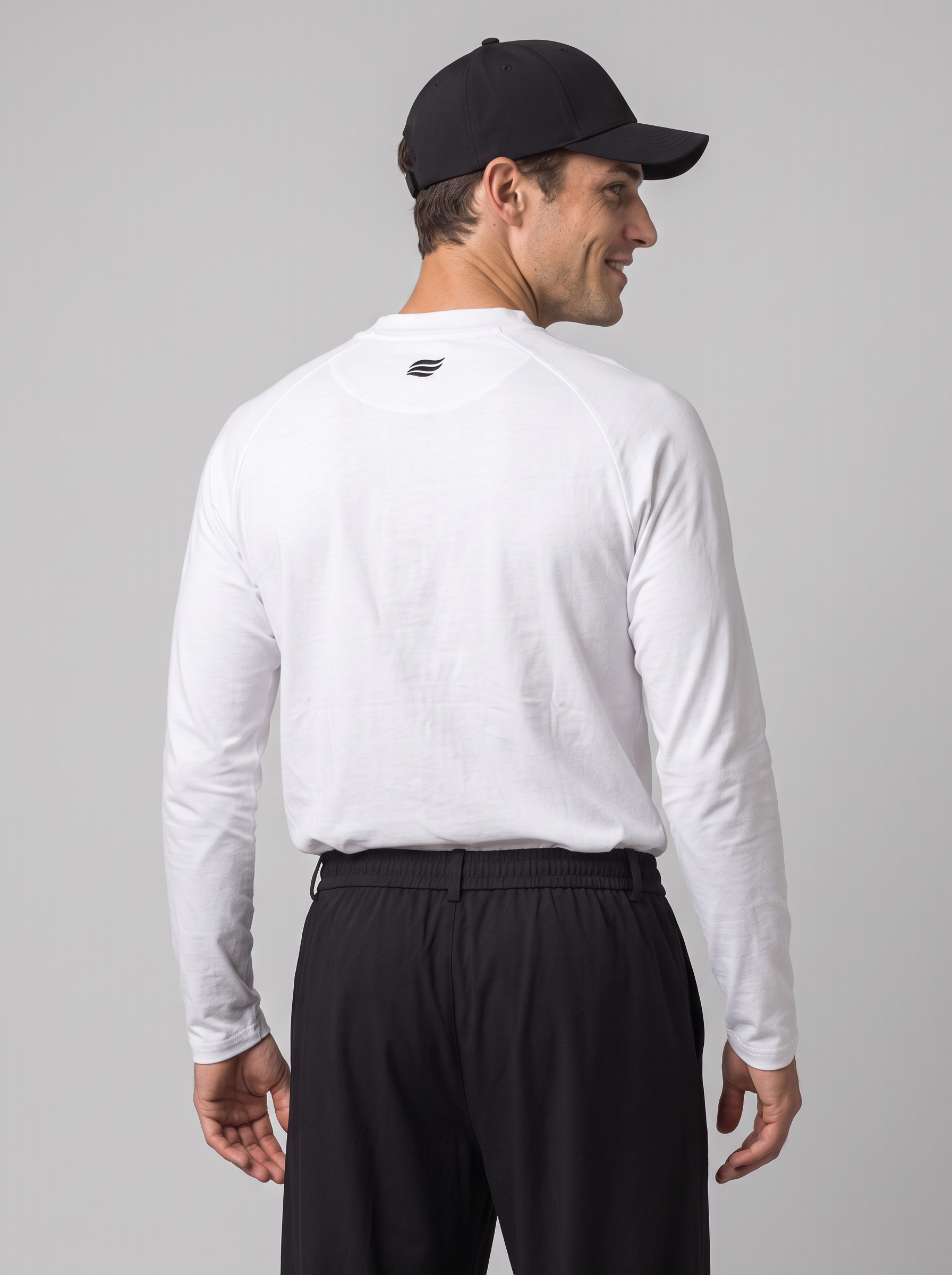Slim Fit Longsleeve with Stand-up Collar – White