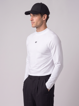 Slim Fit Longsleeve mit Stehkragen – Weiß