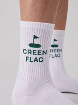 Tennissocken aus Lyocell und Seide mit "Green Flag"-Logo – Weiß