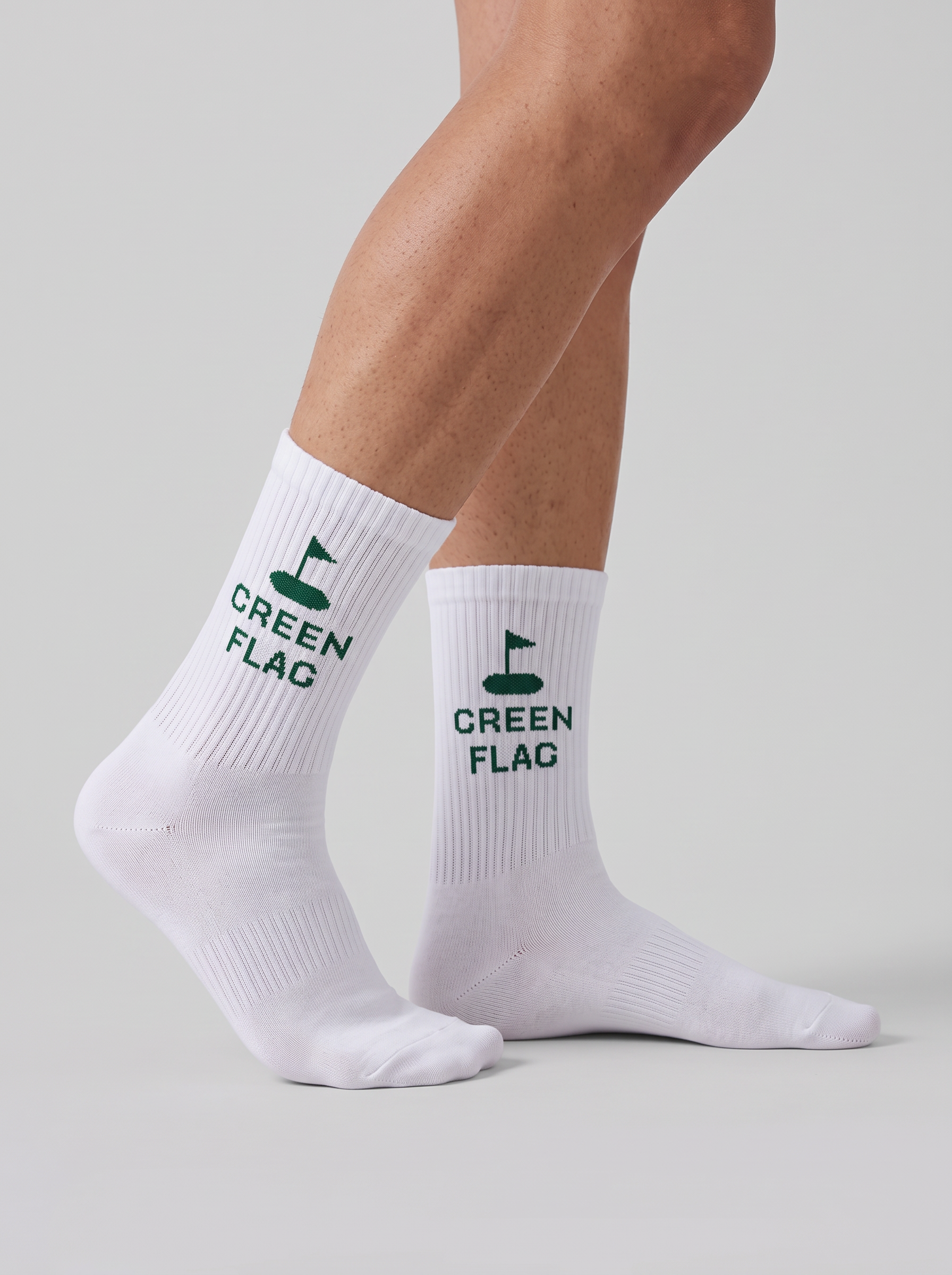 Tennissocken aus Lyocell und Seide mit "Green Flag"-Logo – Weiß