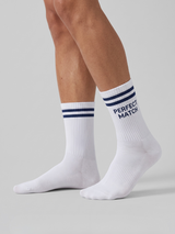 Tennissocken aus Lyocell und Seide mit "Perfect Match"-Schriftzug – Weiß