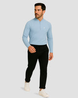 Light Natural Performance Quarter Zip - Hellblau