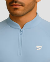 Lightweight Natural Performance Quarter Zip - Light Blue