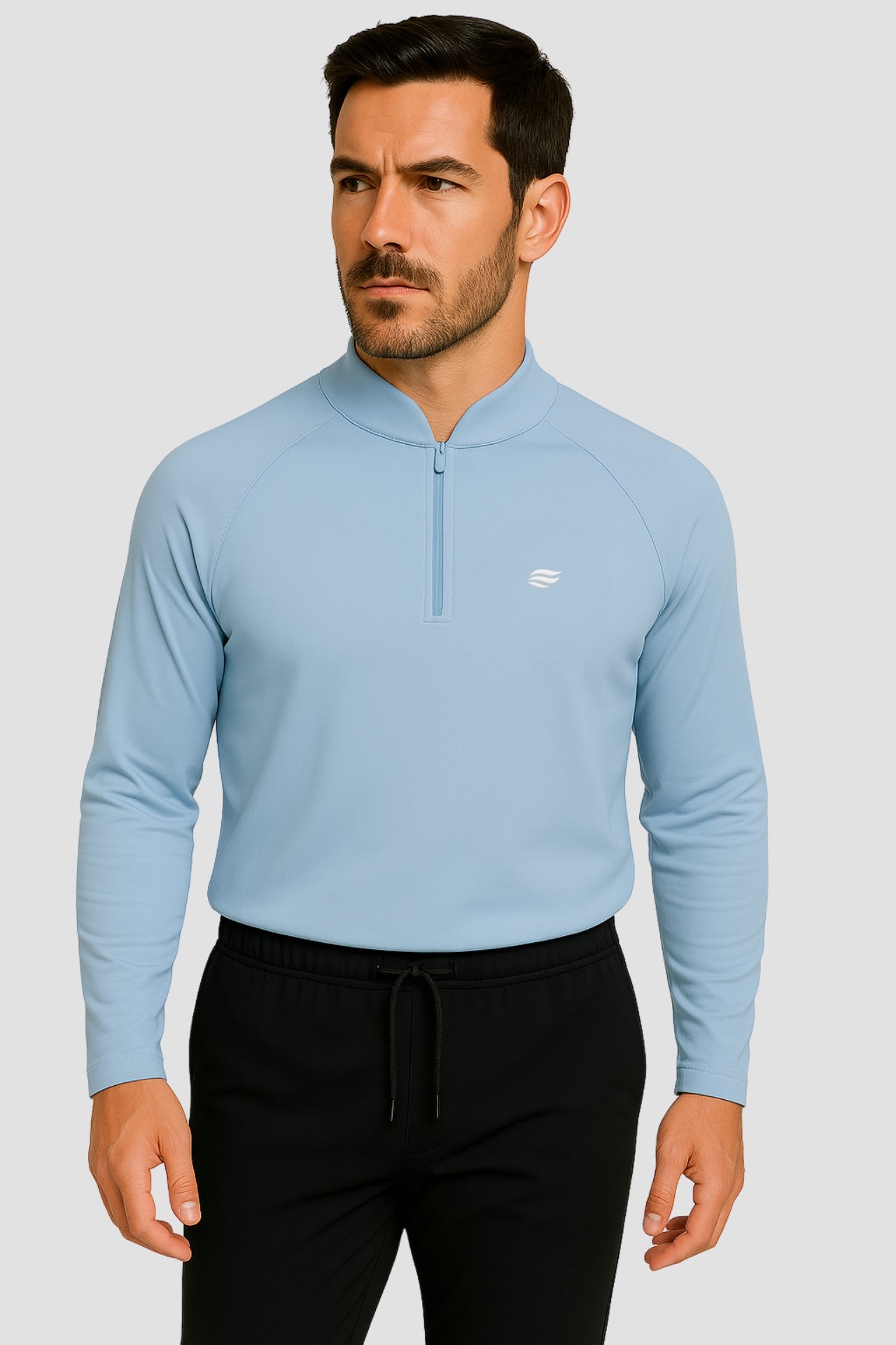 Light Natural Performance Quarter Zip - Hellblau