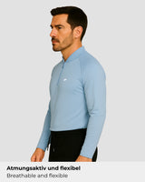 Light Natural Performance Quarter Zip - Light Blue