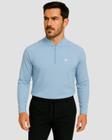 Light Natural Performance Quarter Zip - Hellblau