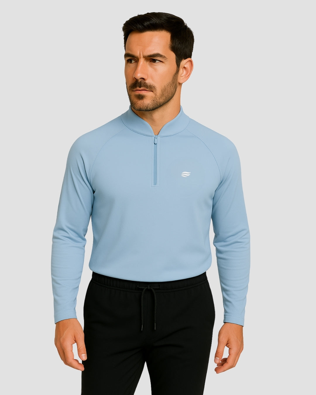 Light Natural Performance Quarter Zip - Hellblau