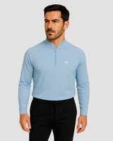 Light Natural Performance Quarter Zip - Light Blue